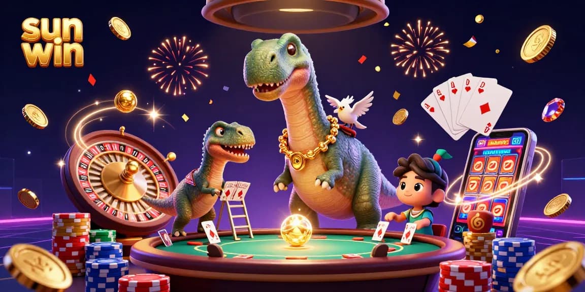 Experience excitement at sun win with a 3D casino scene featuring dynamic characters and thrilling games