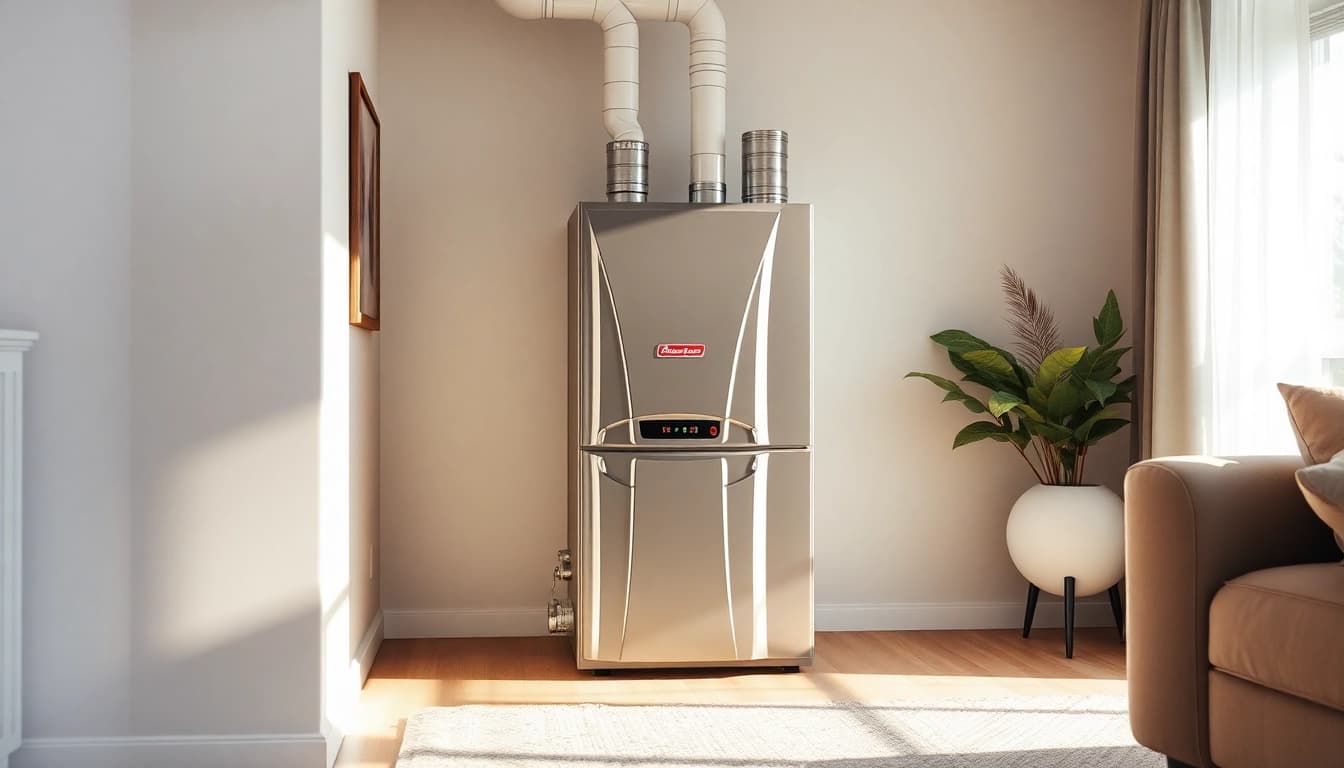 Showcasing an American Standard furnace, highlighting its design and efficiency features for home heating.