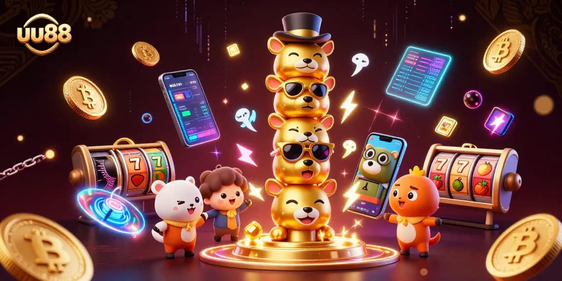 Experience thrilling wins at uu88 with vibrant 3D casino illustration showcasing exciting slot games.