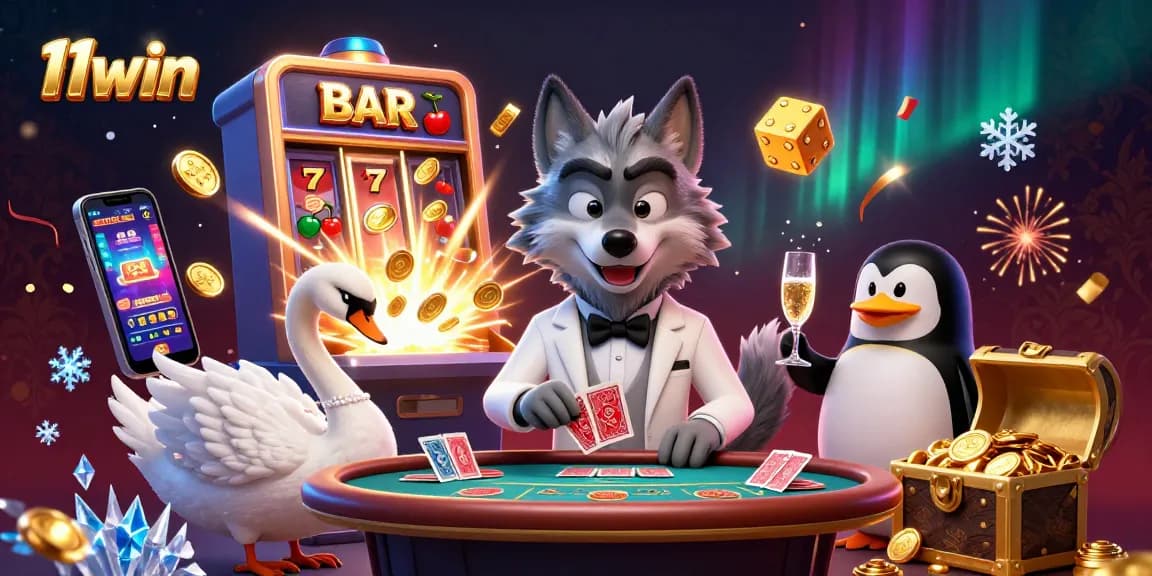 Experience thrilling games at 11win with a lively casino scene featuring unique characters and vibrant graphics.