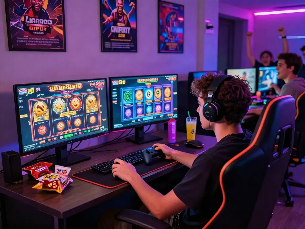 Exciting gaming environment featuring slot gacor action with colorful displays and energetic atmosphere.