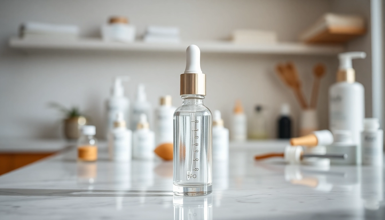View the best microneedling serum displayed elegantly in a professional skincare lab.