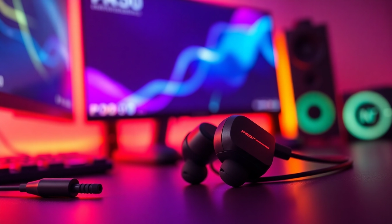 Experience immersive sound with PRO60 Gaming Earbuds in a stylish gaming setup.