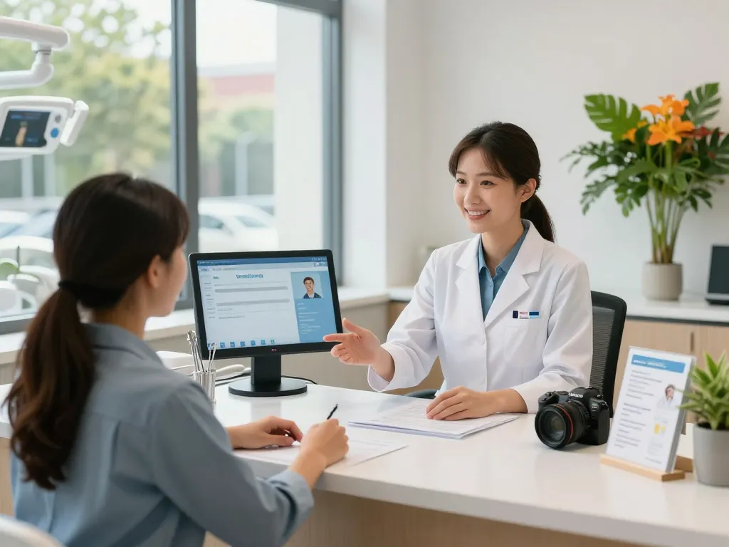 AI receptionist for dentists engaging patients in a modern dental clinic.