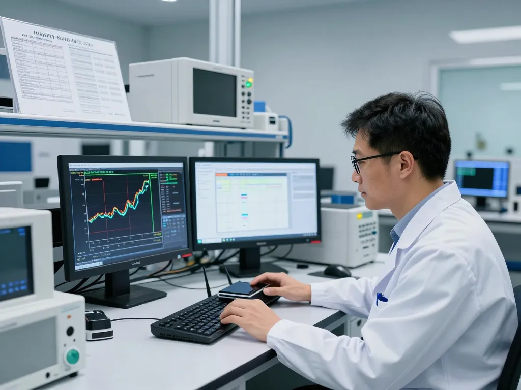 Engineer performing EMC testing to ensure ISED compliance in advanced laboratory