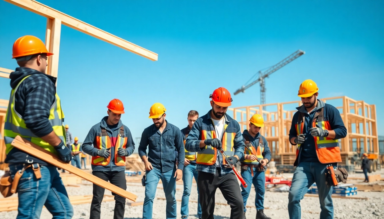 Construction apprenticeship program highlighting apprentices actively working on a building site.