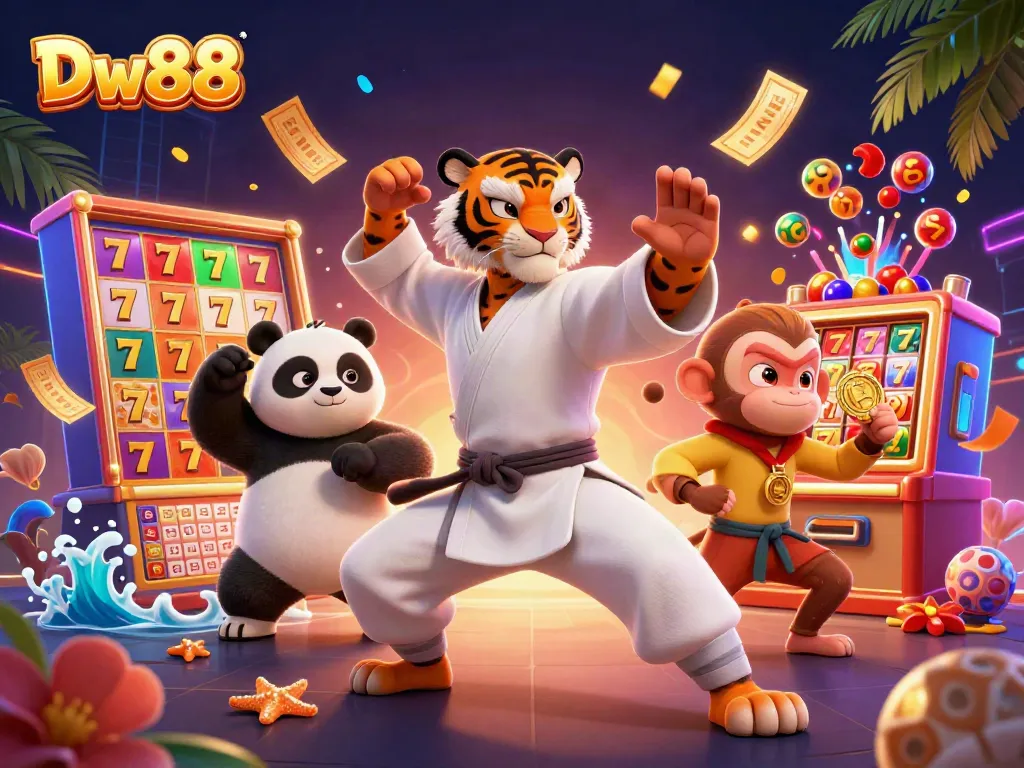 Experience exciting casino fun with Dw88's vibrant slot reels and colorful elements.