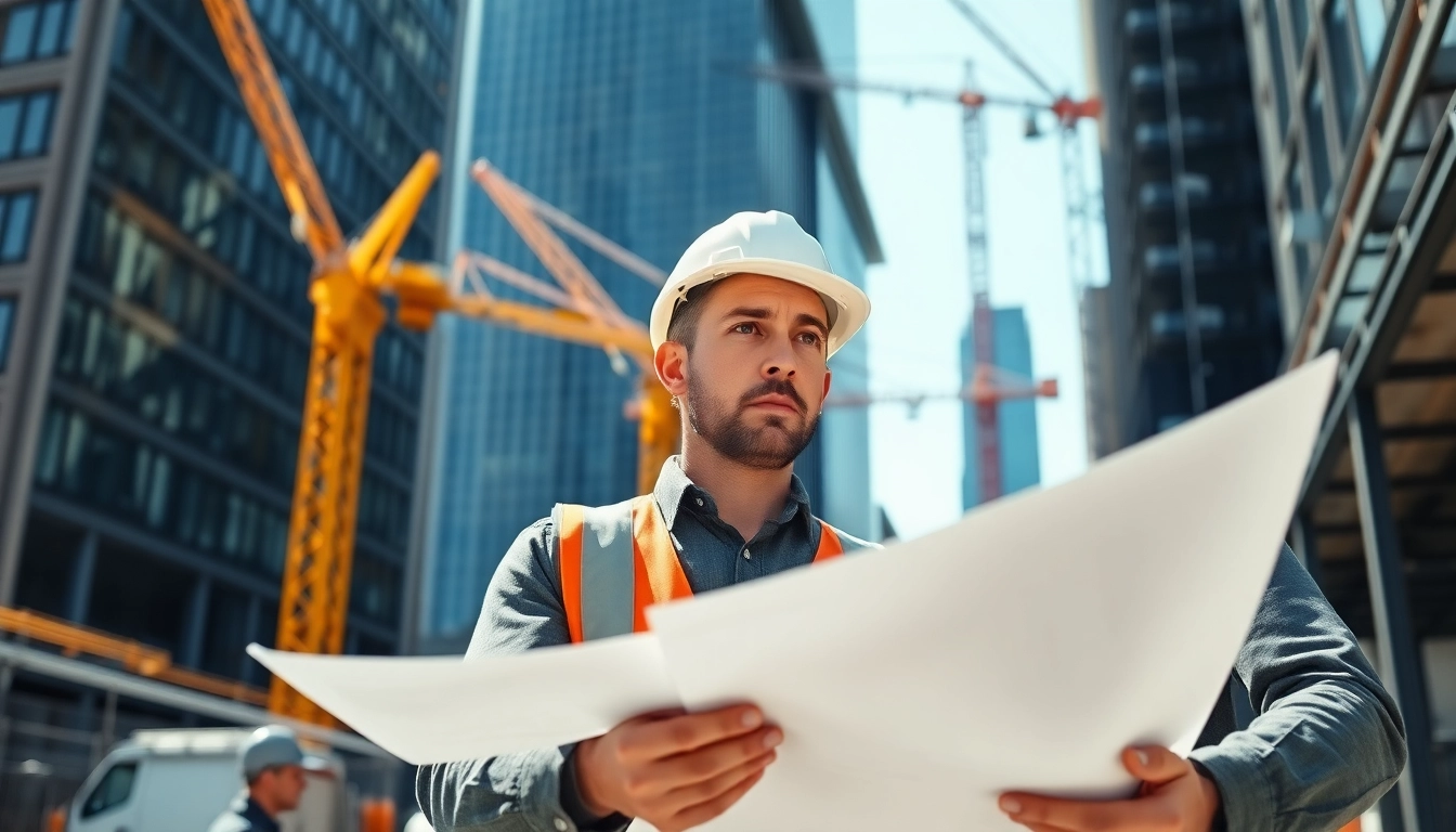 Experienced New York City General Contractor reviewing plans on a construction site in NYC.