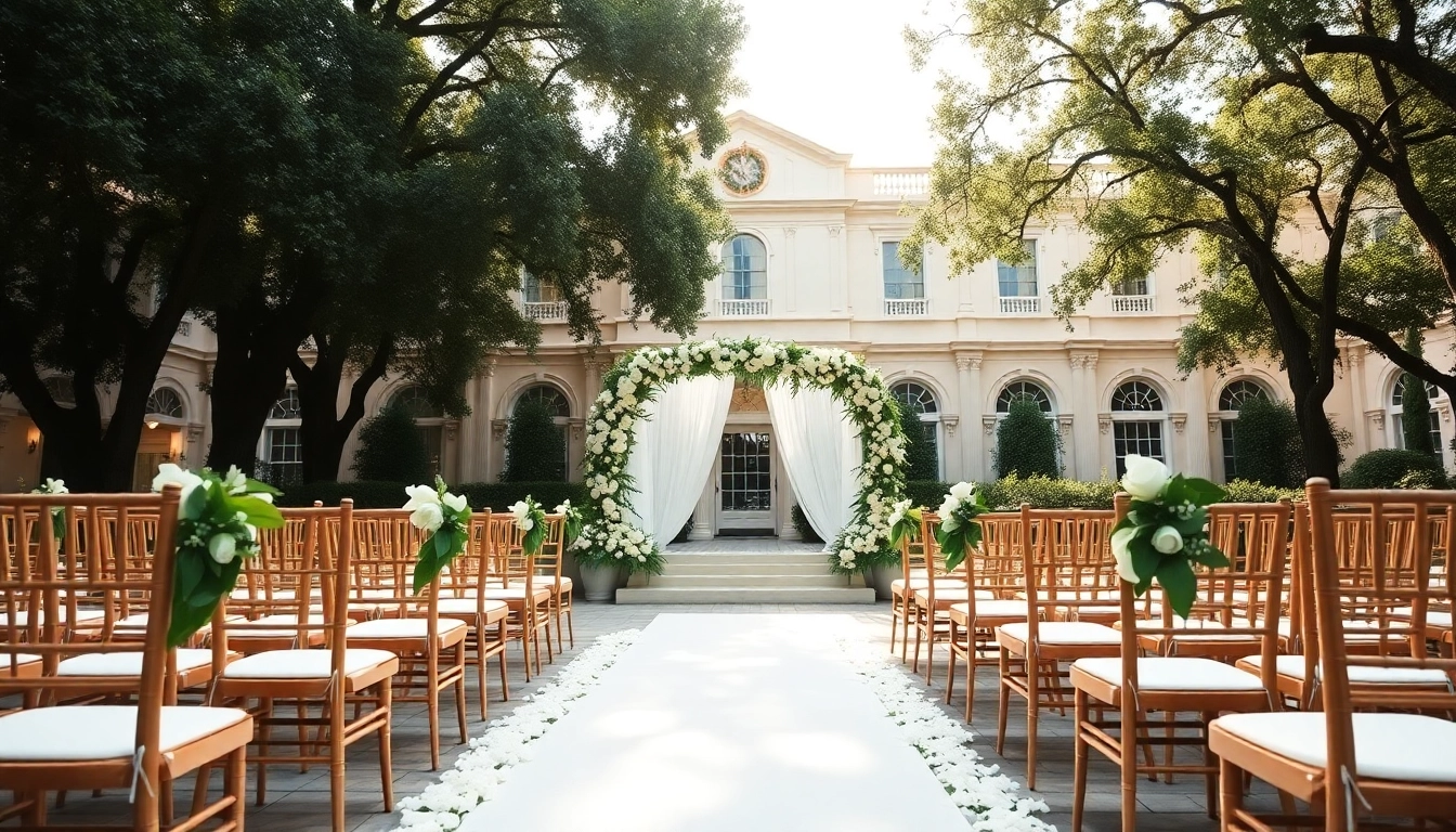 Stunning wedding ceremony decor at Best Wedding Venue Jacksonville featuring floral arrangements and elegant setup.
