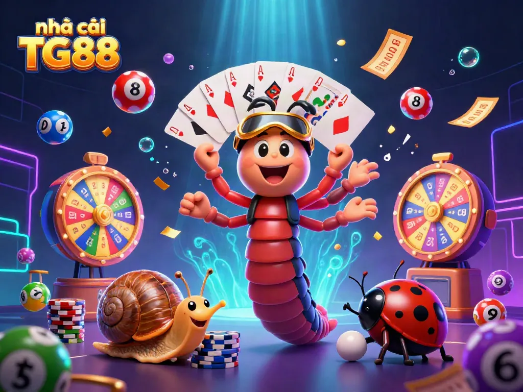 Engage in a vibrant gaming experience at nhà cái TG88 with an animated casino scene full of excitement.