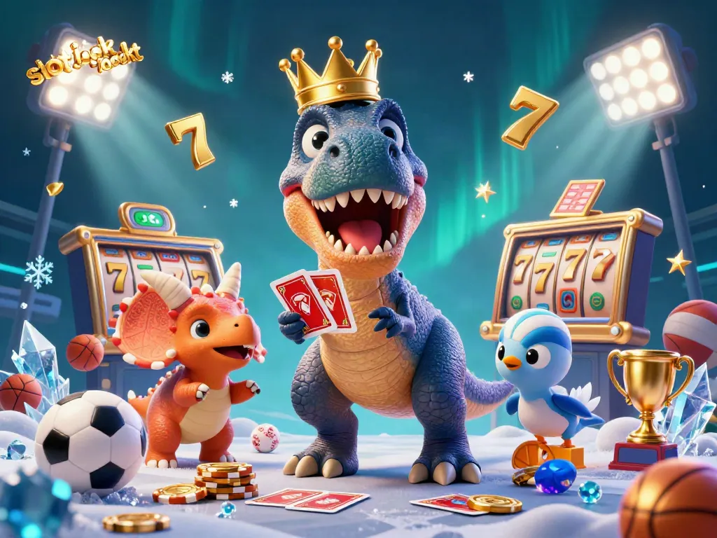 Pemain menang slot jackpot dengan tumpukan chip emas dalam ilustrasi kasino yang penuh warna.