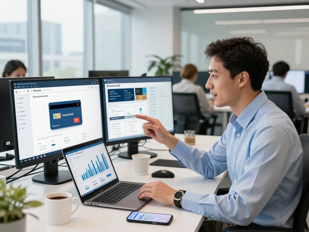 Ezzocards interface displayed during a virtual meeting in a modern business environment