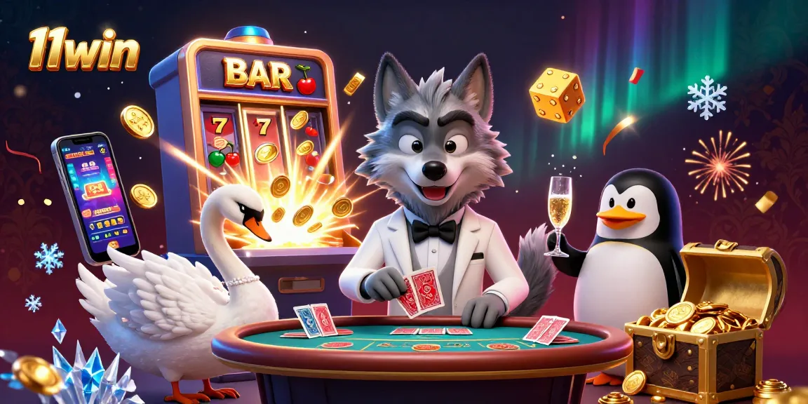 Experience thrilling games at 11win with a lively casino scene featuring unique characters and vibrant graphics.