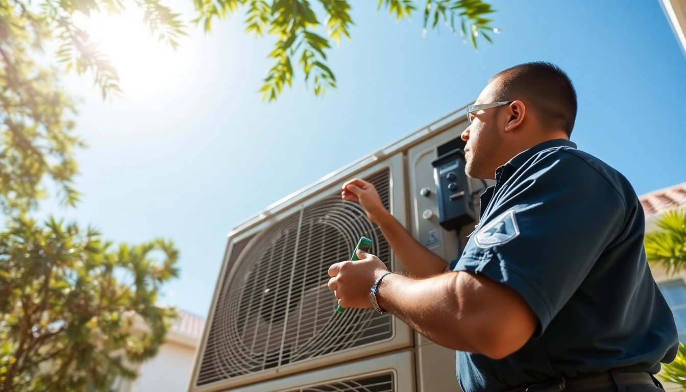Technician performing Air Conditioning Repair Tampa service outdoors in a sunny setting.