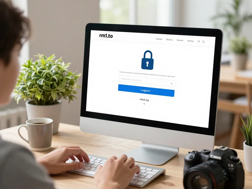 Login to rm1.to with user-friendly interface in a cozy home office.