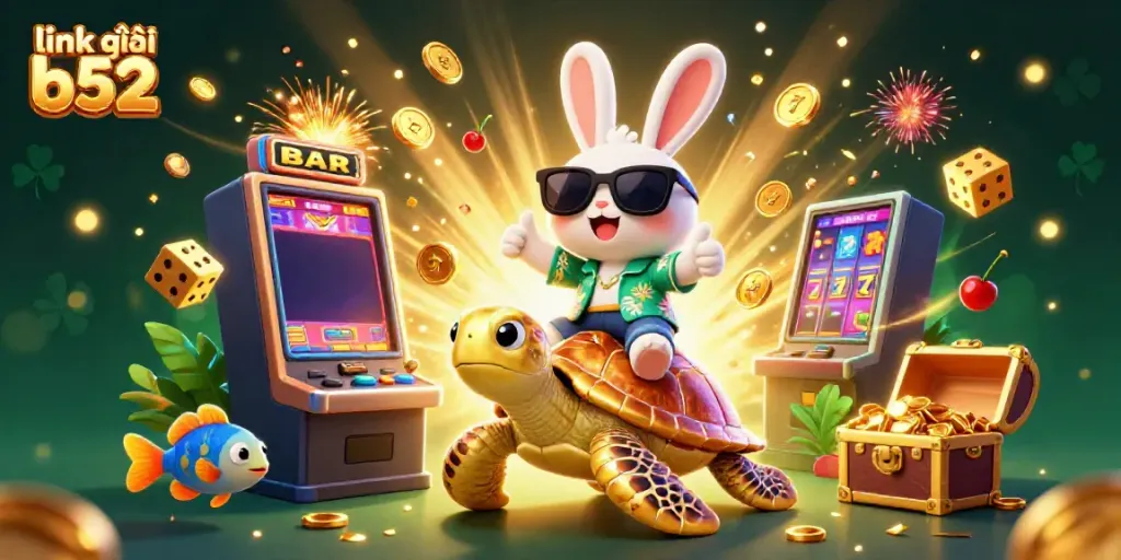 Experience excitement with link vào b52 as lucky rabbit enjoys the jackpot explosion in a vibrant casino setting.