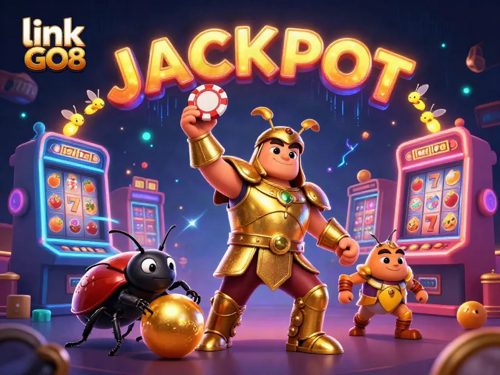 Engage in exciting gameplay with link GO8 as a heroic beetle conquers the casino world.