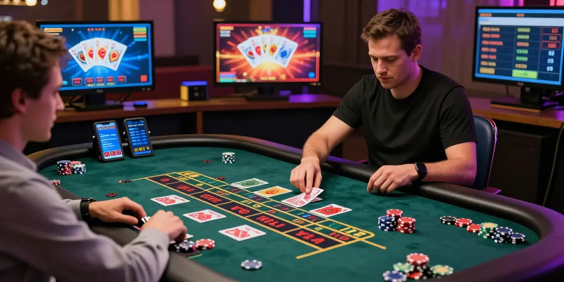 Engaging baccarat online gaming scene with players and digital dealer action