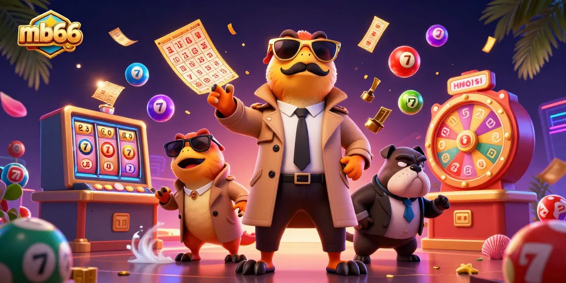 Engage with mb66's vibrant casino scene featuring cartoon raptors in disguise amidst lively games.