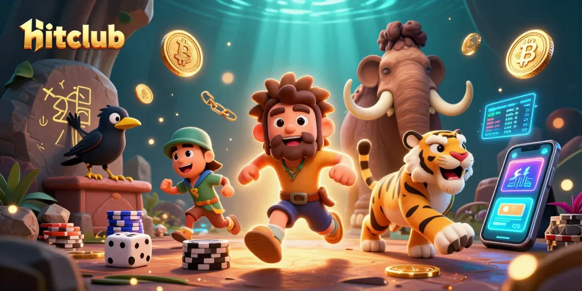 Engage in thrilling games at hitclub with vibrant animated casino elements and a prehistoric theme.
