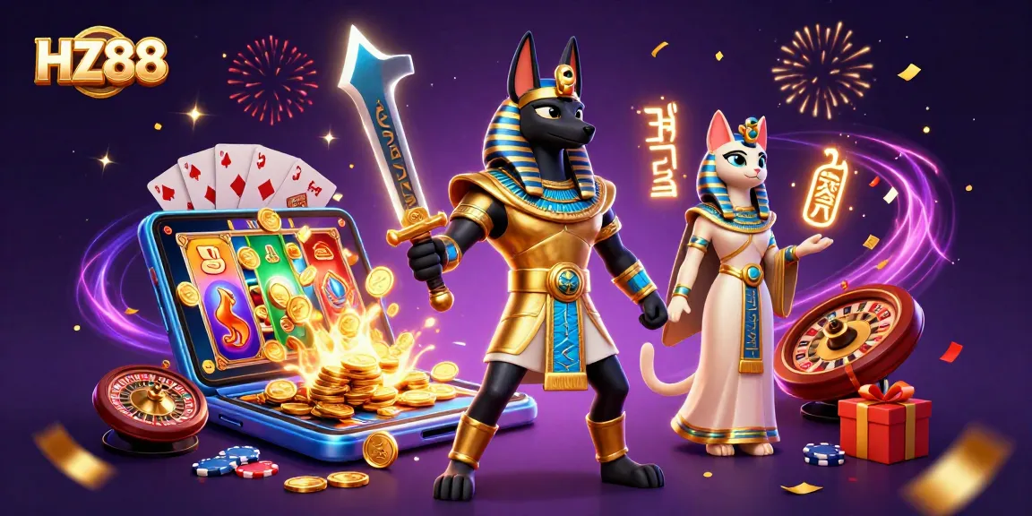 Experience HZ88's thrill with Anubis and Bastet by a thrilling slot game and festive elements